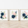Navy and Blush Flowers Nursery Prints, Nursery Wall Art, Gender Neutral Nursery, Printable File, SH10 Navy and Blush Flowers Nursery Prints, Nursery Wall Art, Gender Neutral Nursery, Printable File, SH10
