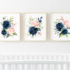 Navy and Blush Flowers Nursery Prints, Nursery Wall Art, Gender Neutral Nursery, Printable File, SH10 Navy and Blush Flowers Nursery Prints, Nursery Wall Art, Gender Neutral Nursery, Printable File, SH10