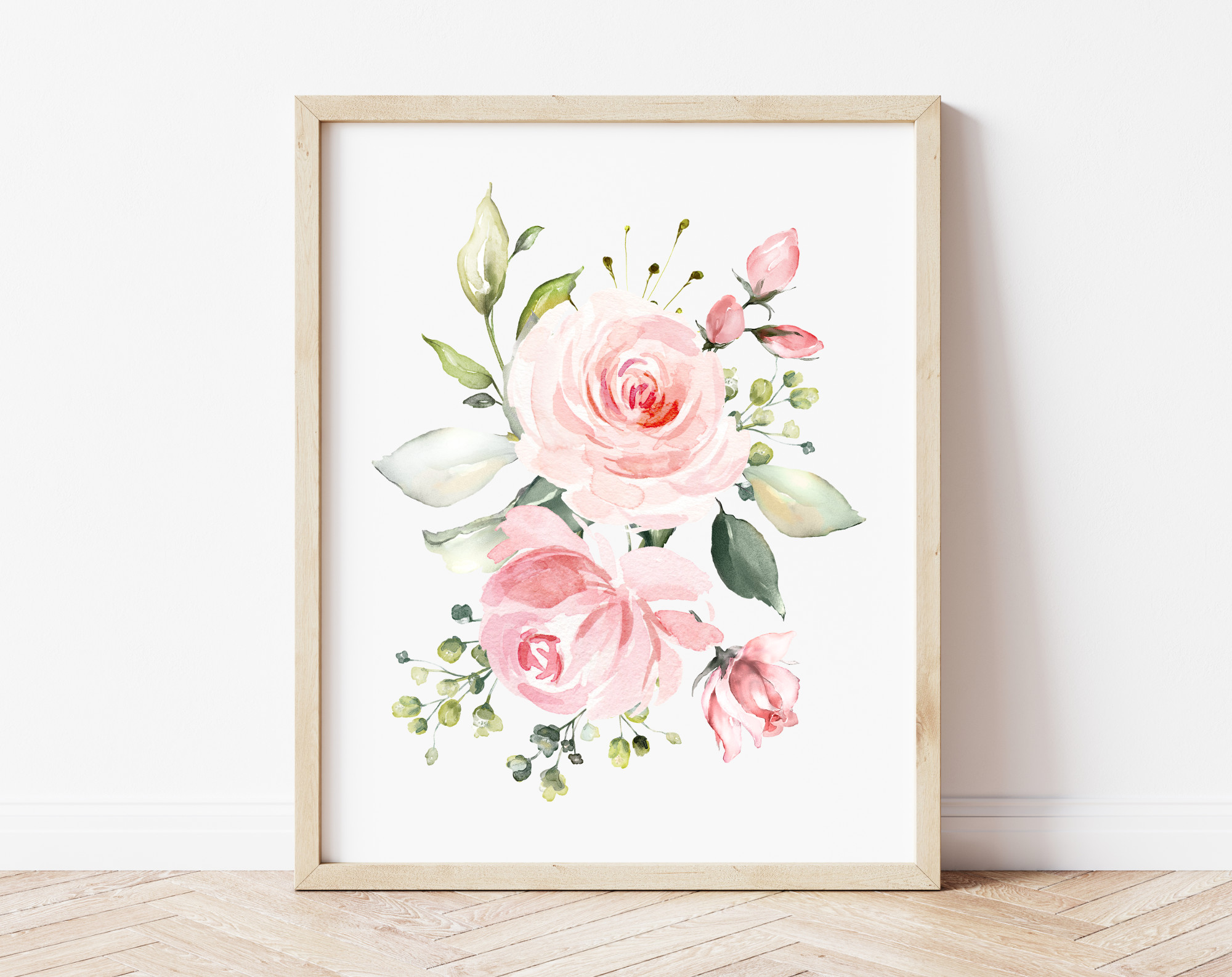 Pink Flowers Nursery Prints, Nursery Wall Art, Girl Nursery Decor, Printable File, SH10