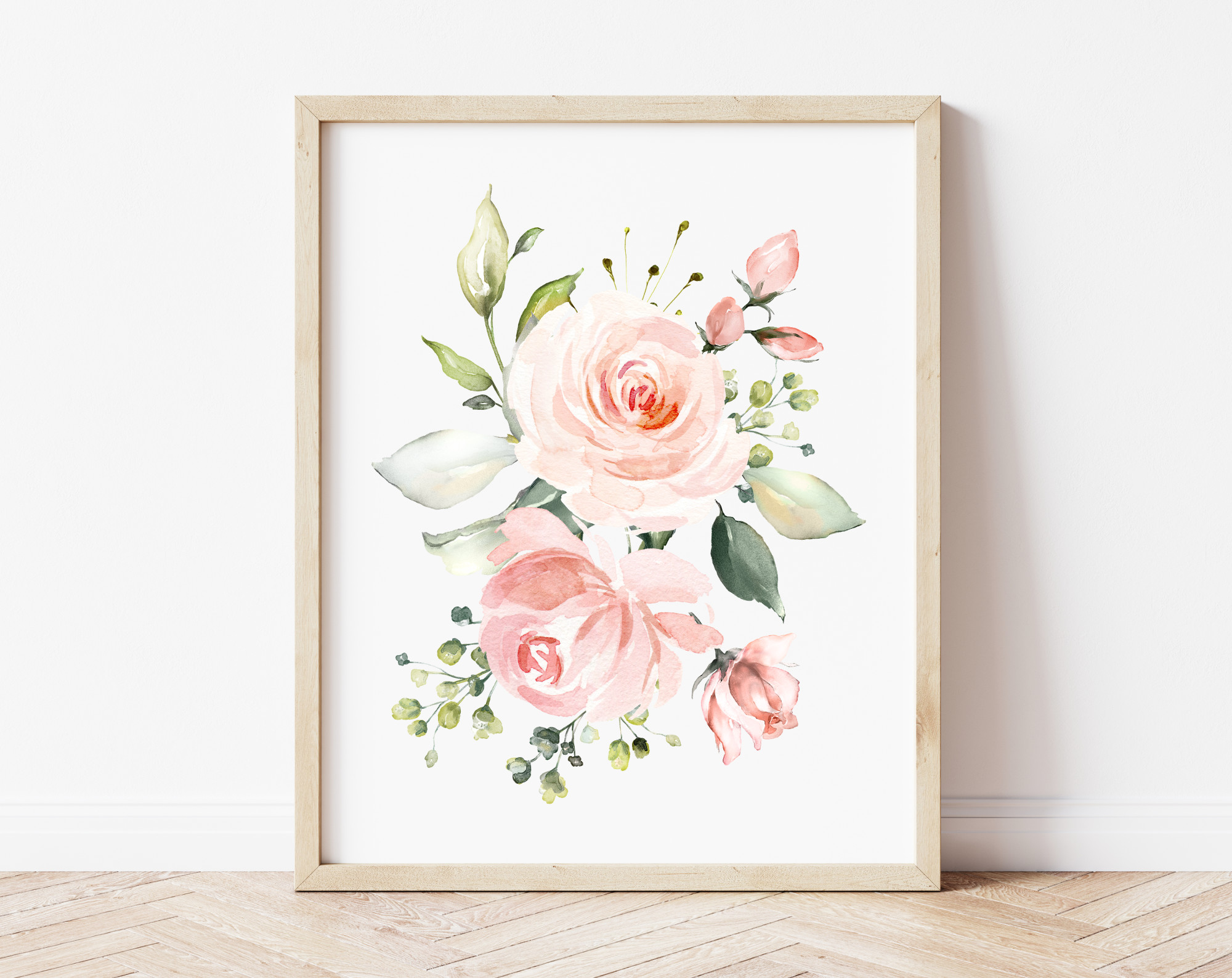 Pink Flowers Boho Woodland Animals Nursery Prints - Set of 6