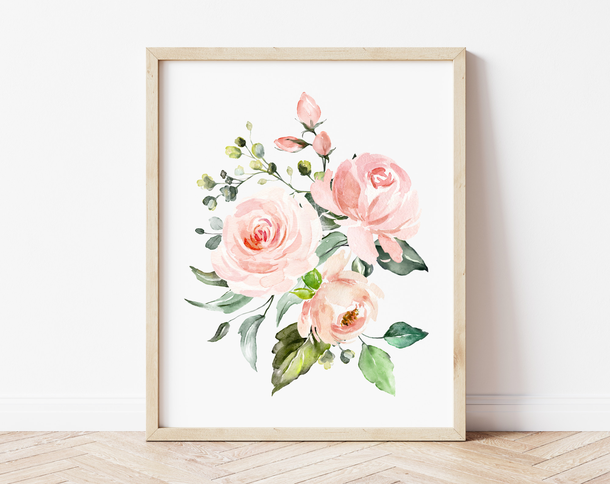 Pink Flowers Boho Woodland Animals Nursery Prints - Set of 6