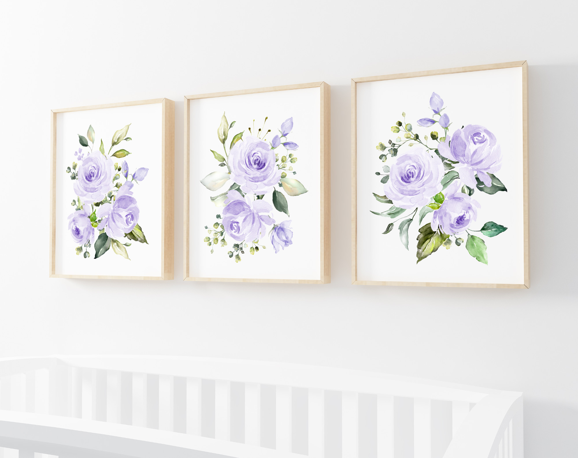 Purple Flowers Nursery Prints, Nursery Wall Art, Gender Neutral Nursery, Printable File, SH10