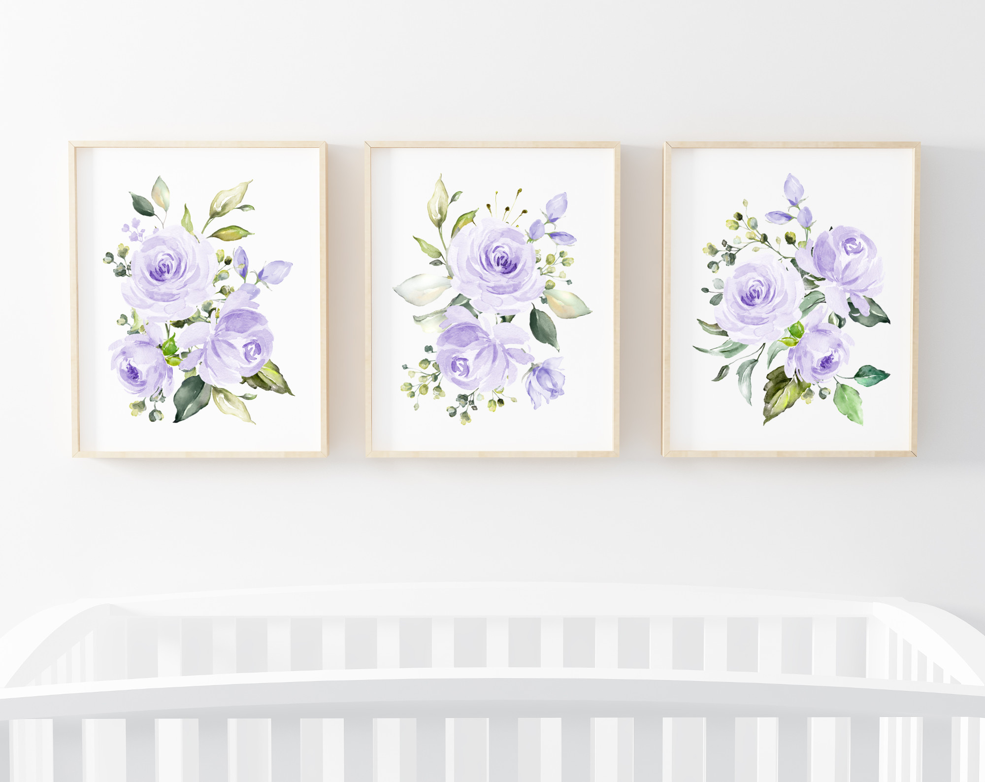 Purple Flowers Nursery Prints, Nursery Wall Art, Gender Neutral Nursery, Printable File, SH10
