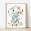 Pink Flowers Jungle Animals Nursery Prints, Nursery Wall Art, Girl Nursery Decor, Printable File, SH11