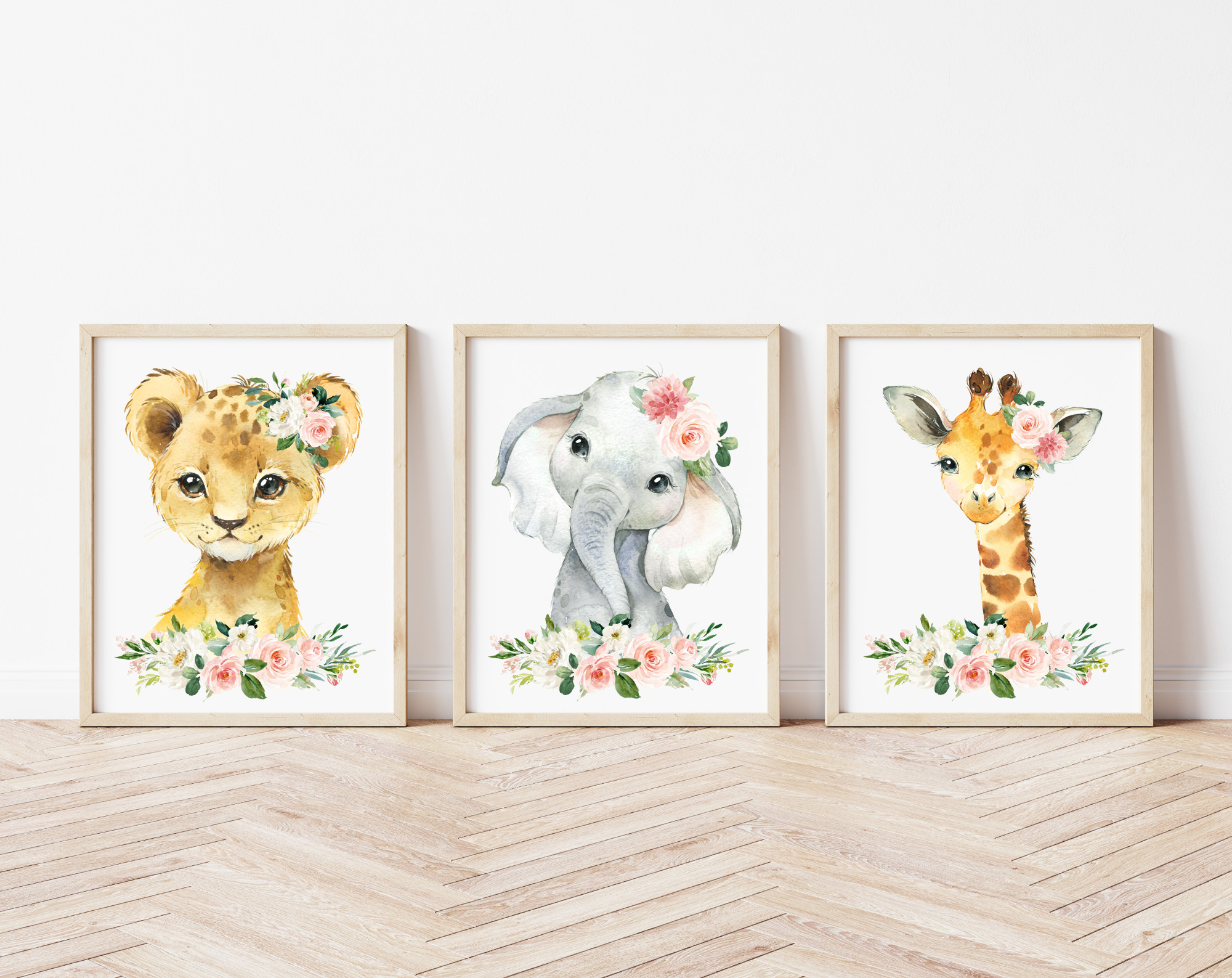 Pink Flowers Jungle Animals Nursery Prints, Nursery Wall Art, Girl Nursery Decor, Printable File, SH11 Pink Flowers Jungle Animals Nursery Prints, Nursery Wall Art, Girl Nursery Decor, Printable File, SH11