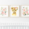 Pink Flowers Lion Nursery Prints, Jungle Animals, Nursery Wall Art, Girl Nursery Decor, Printable File, SH11 Pink Flowers Lion Nursery Prints, Jungle Animals, Nursery Wall Art, Girl Nursery Decor, Printable File, SH11