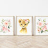 Pink Flowers Lion Nursery Prints, Jungle Animals, Nursery Wall Art, Girl Nursery Decor, Printable File, SH11 Pink Flowers Lion Nursery Prints, Jungle Animals, Nursery Wall Art, Girl Nursery Decor, Printable File, SH11