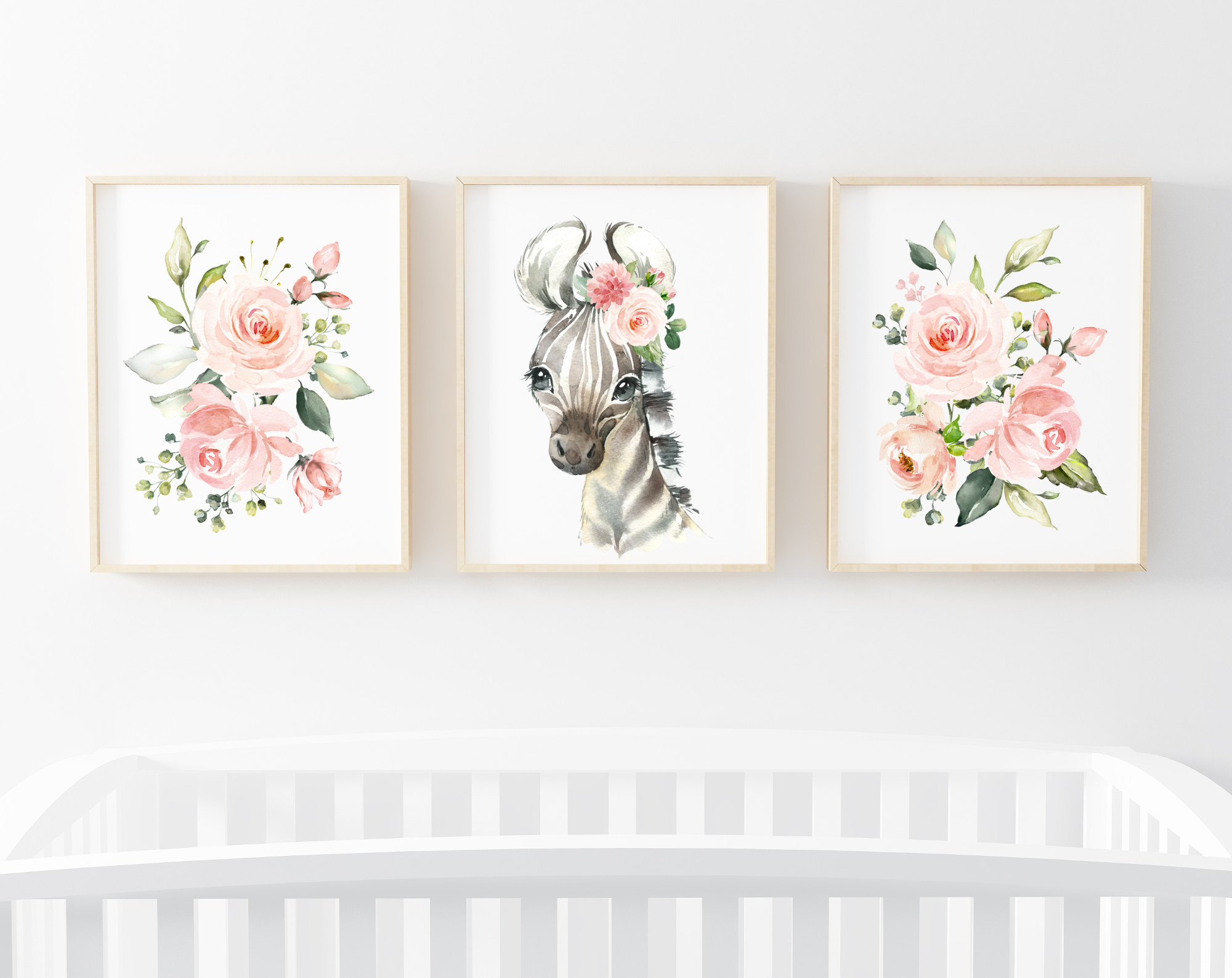 Pink Flowers Zebra Nursery Prints, Jungle Animals, Nursery Wall Art, Girl Nursery Decor, Printable File, SH11 Pink Flowers Zebra Nursery Prints, Jungle Animals, Nursery Wall Art, Girl Nursery Decor, Printable File, SH11