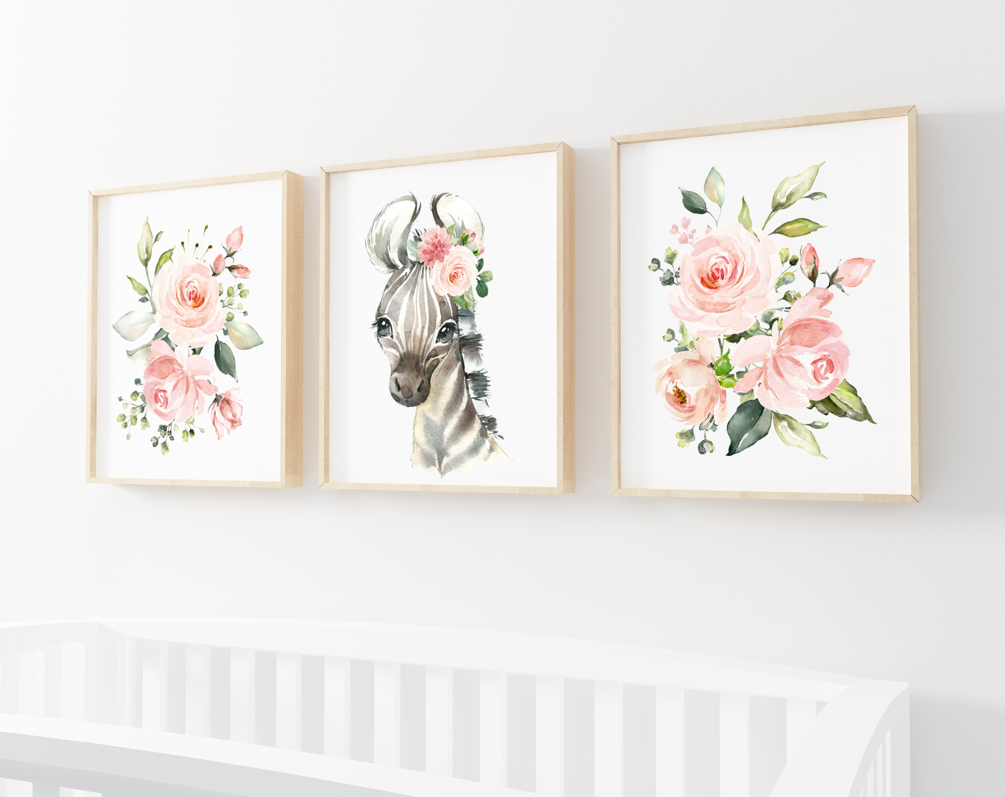 Pink Flowers Zebra Nursery Prints, Jungle Animals, Nursery Wall Art, Girl Nursery Decor, Printable File, SH11 Pink Flowers Zebra Nursery Prints, Jungle Animals, Nursery Wall Art, Girl Nursery Decor, Printable File, SH11