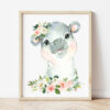 Pink Flowers Jungle Animals Nursery Prints, Nursery Wall Art, Girl Nursery Decor, Printable File, SH11