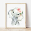 Pink Flowers Jungle Animals Nursery Prints, Nursery Wall Art, Girl Nursery Decor, Printable File, SH11