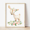 Pink Flowers Boho Woodland Animals Nursery Wall Art, Nursery Prints, Girl Nursery Decor, Printable File, SH12