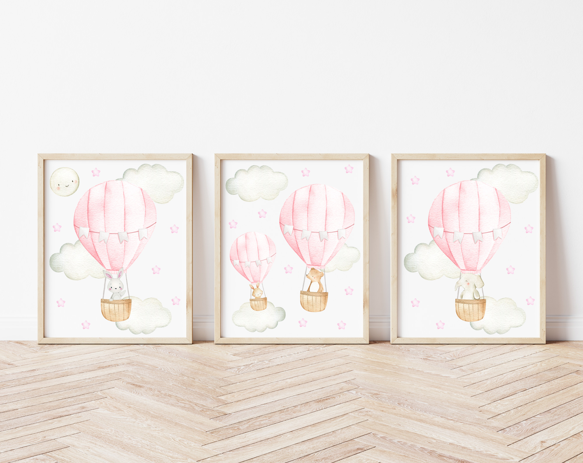 Pink Hot Air Balloon Animals Nursery Prints, Nursery Wall Art, Girl Nursery Decor, Printable File, SH20 Pink Hot Air Balloon Animals Nursery Prints, Nursery Wall Art, Girl Nursery Decor, Printable File, SH20