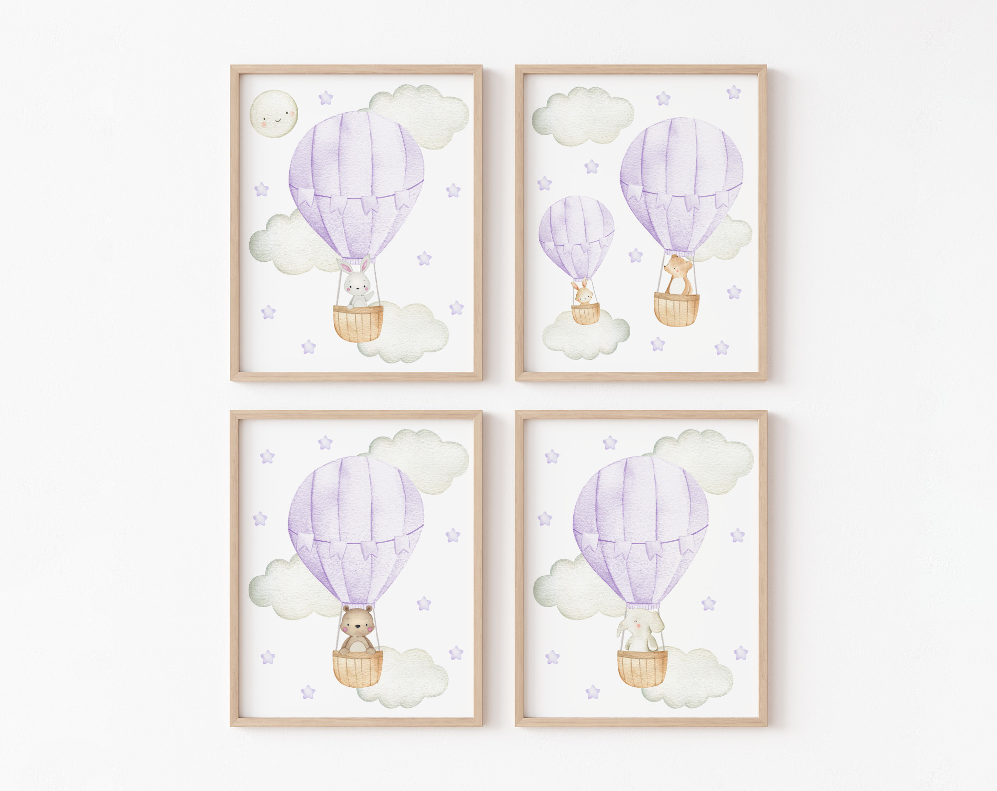 Purple Hot Air Balloon Animals Nursery Prints, Nursery Wall Art, Gender Neutral Nursery, Printable File, SH20 Purple Hot Air Balloon Animals Nursery Prints, Nursery Wall Art, Gender Neutral Nursery, Printable File, SH20