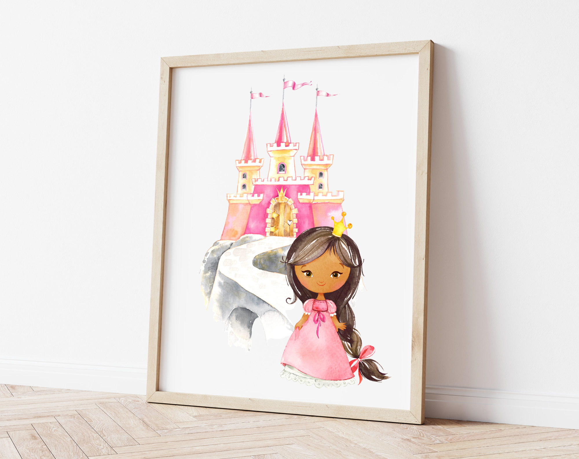 African American Princess Nursery Print, Nursery Wall Art, Girl Nursery Decor, Printable File, SH38