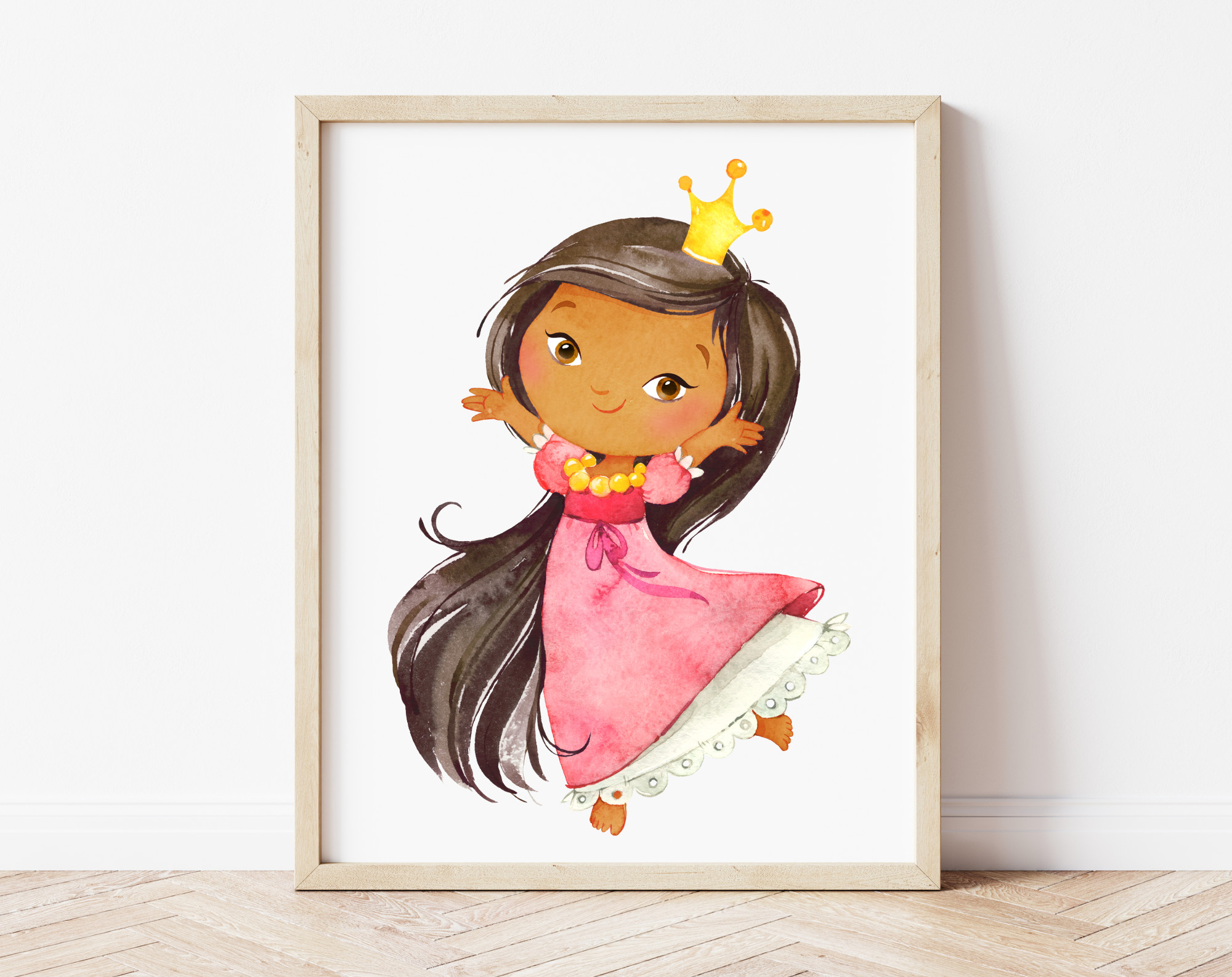African American Princess Nursery Wall Art, Nursery Prints, Girl Nursery Decor, Printable File, SH38