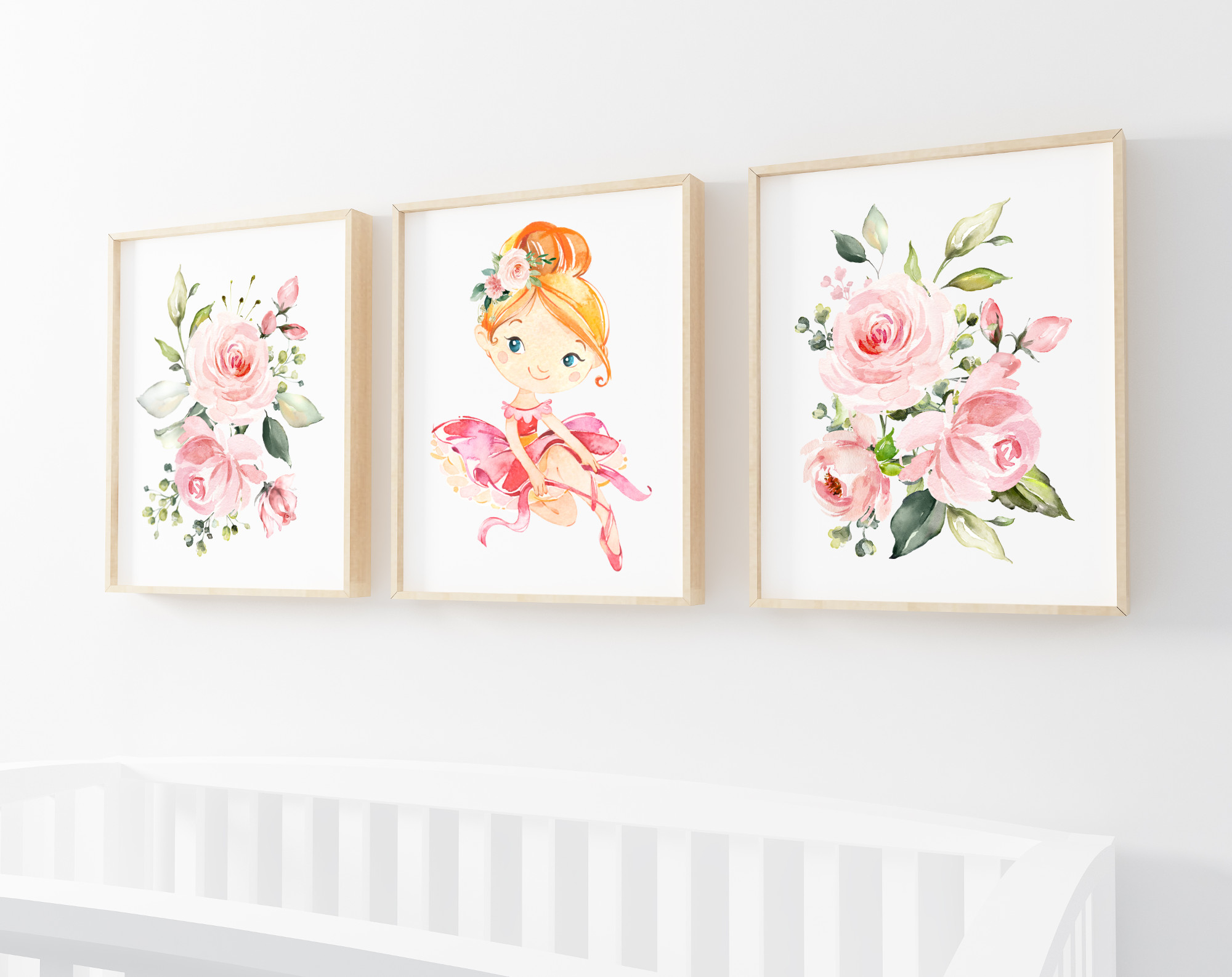 Cute Ballerina Nursery Wall Art, Nursery Prints, Girl Nursery Decor, Printable File, SH39