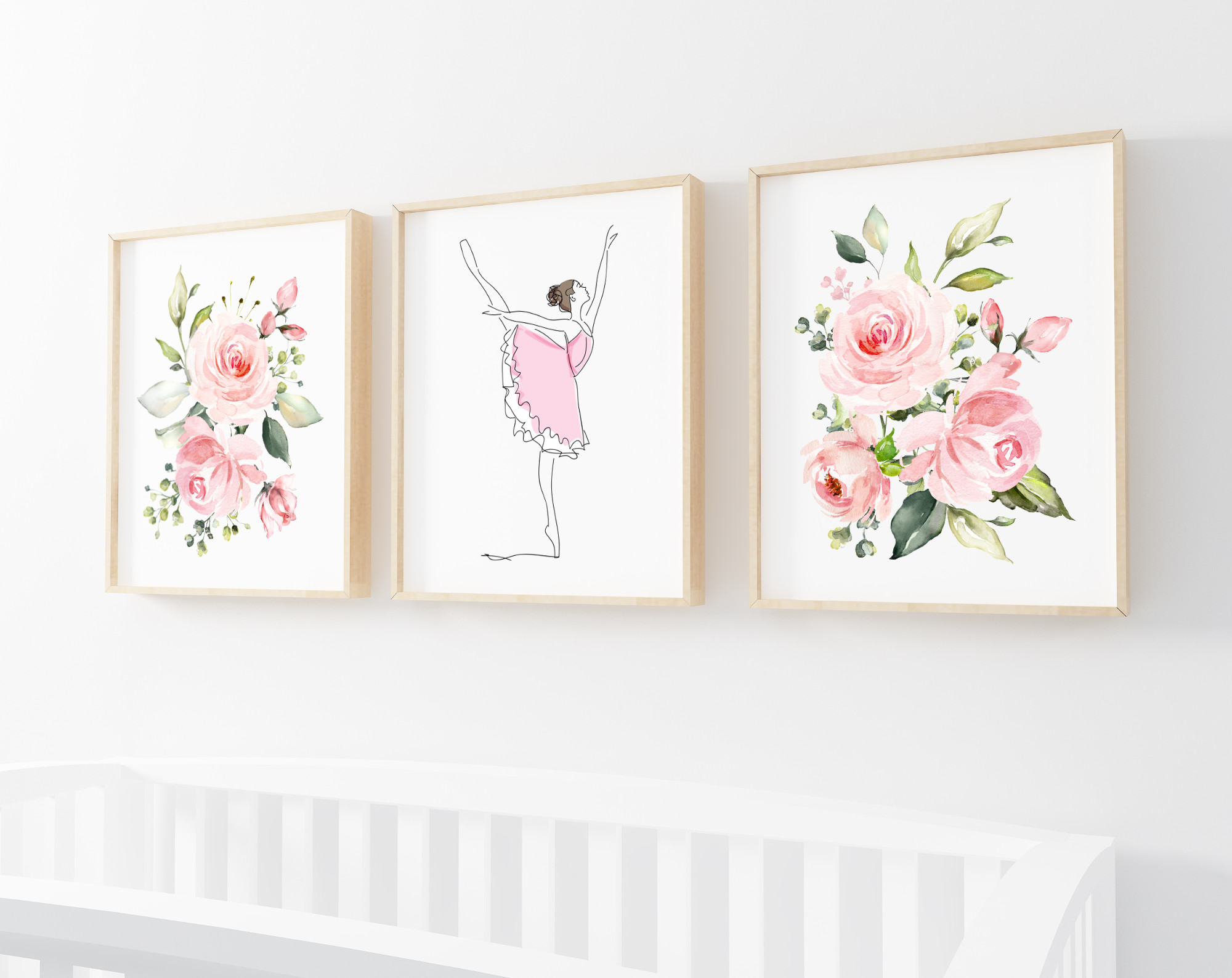 Ballerina Nursery Prints, Nursery Wall Art, Girl Nursery Decor, Printable File, SH39