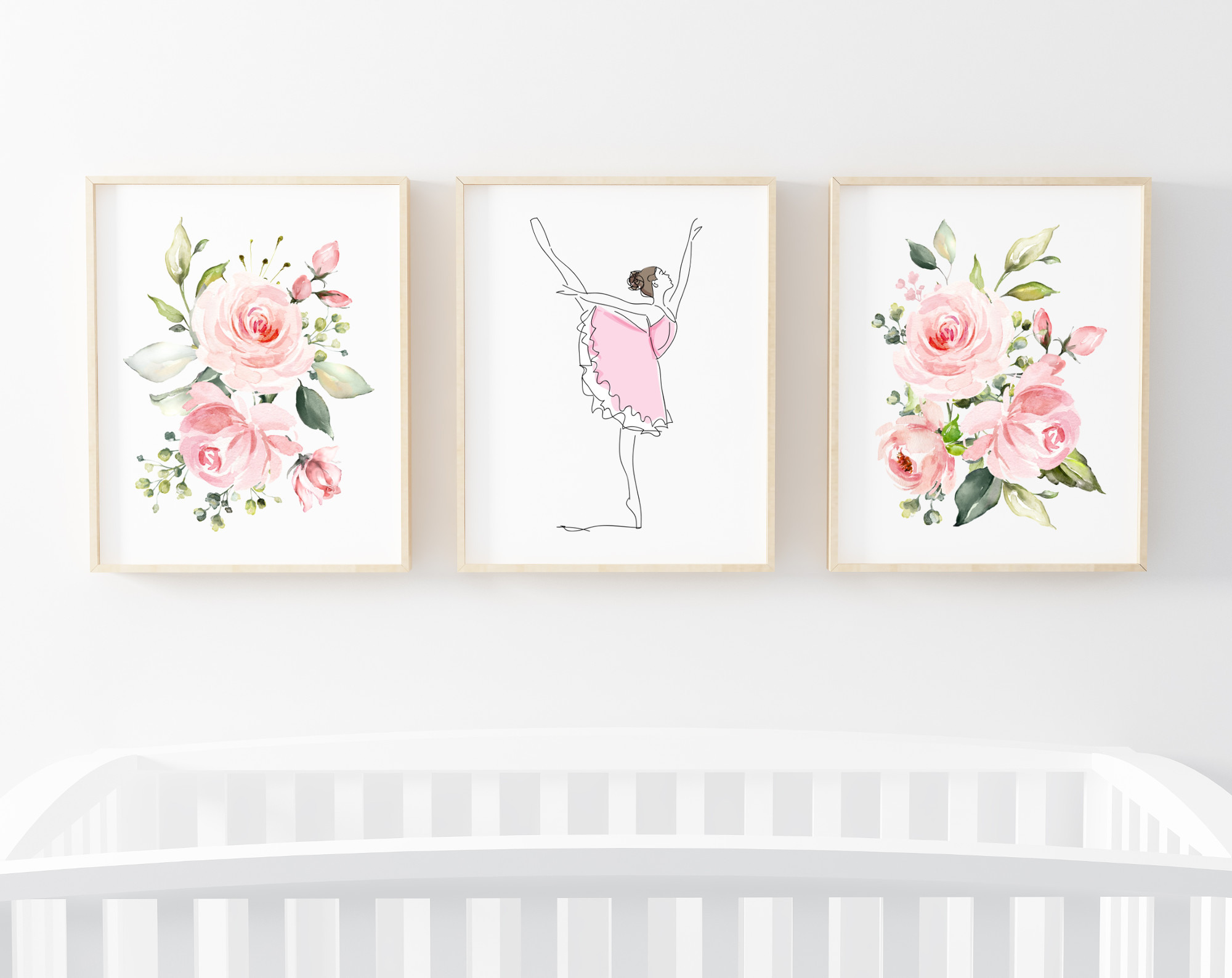 Ballerina Nursery Prints, Nursery Wall Art, Girl Nursery Decor, Printable File, SH39