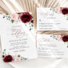 Burgundy and Blush Flowers Wedding Invitation Suite, Wedding Stationery, Printable File, Edit Yourself, SH01 Burgundy and Blush Flowers Wedding Invitation Suite, Wedding Stationery, Printable File, Edit Yourself, SH01