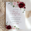 Burgundy and Blush Flowers Wedding Invitation Suite, Wedding Stationery, Printable File, Edit Yourself, SH01 Burgundy and Blush Flowers Wedding Invitation Suite, Wedding Stationery, Printable File, Edit Yourself, SH01