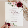 Burgundy and Blush Flowers Wedding Invitation Suite, Wedding Stationery, Printable File, Edit Yourself, SH01