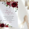 Burgundy Flowers Wedding Invitation Suite, Wedding Stationery, Printable File, Edit Yourself, SH02 Burgundy Flowers Wedding Invitation Suite, Wedding Stationery, Printable File, Edit Yourself, SH02