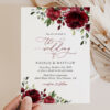 Burgundy Flowers Wedding Invitation Suite, Wedding Stationery, Printable File, Edit Yourself, SH02 Burgundy Flowers Wedding Invitation Suite, Wedding Stationery, Printable File, Edit Yourself, SH02