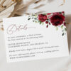 Burgundy Flowers Wedding Invitation Suite, Wedding Stationery, Printable File, Edit Yourself, SH02 Burgundy Flowers Wedding Invitation Suite, Wedding Stationery, Printable File, Edit Yourself, SH02