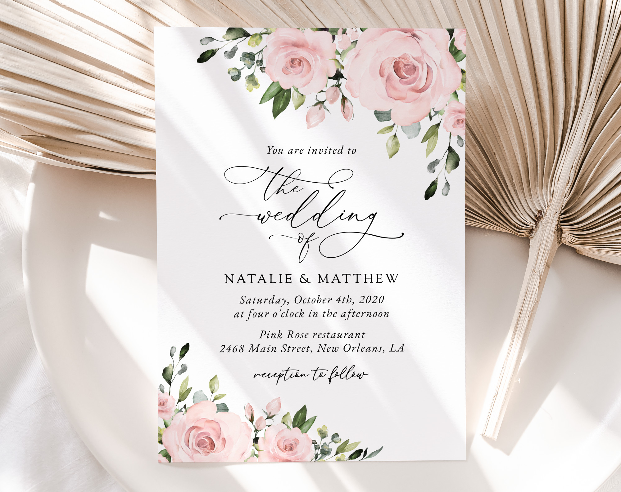 Blush Flowers Wedding Invitation Suite, Wedding Stationery, Printable File, Edit Yourself, SH03 Blush Flowers Wedding Invitation Suite, Wedding Stationery, Printable File, Edit Yourself, SH03
