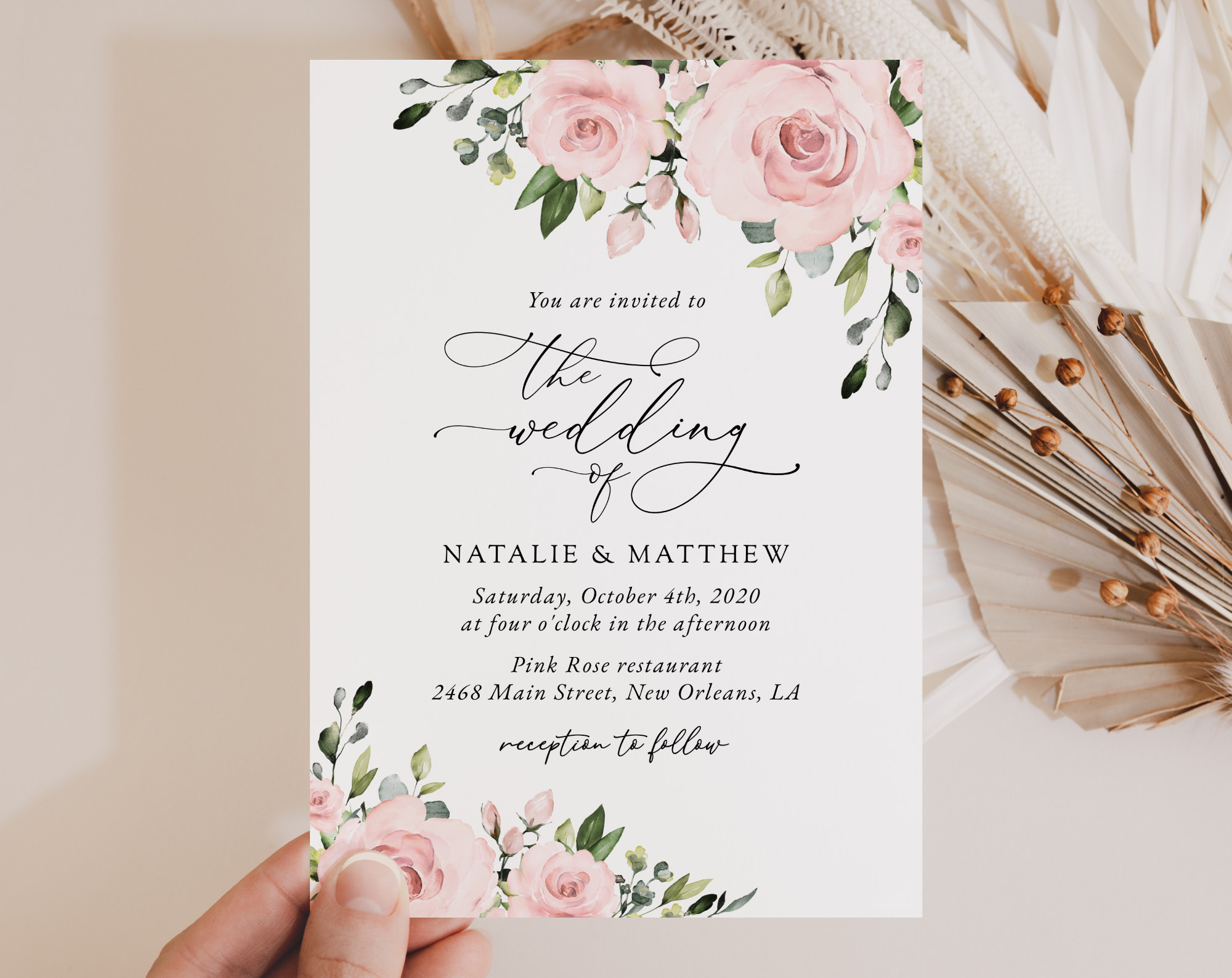Blush Flowers Wedding Invitation Suite, Wedding Stationery, Printable File, Edit Yourself, SH03 Blush Flowers Wedding Invitation Suite, Wedding Stationery, Printable File, Edit Yourself, SH03