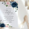 Navy and Blush Flowers Wedding Invitation Suite, Wedding Stationery, Printable File, Edit Yourself, SH04 Navy and Blush Flowers Wedding Invitation Suite, Wedding Stationery, Printable File, Edit Yourself, SH04