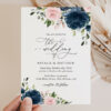 Navy and Blush Flowers Wedding Invitation Suite, Wedding Stationery, Printable File, Edit Yourself, SH04 Navy and Blush Flowers Wedding Invitation Suite, Wedding Stationery, Printable File, Edit Yourself, SH04