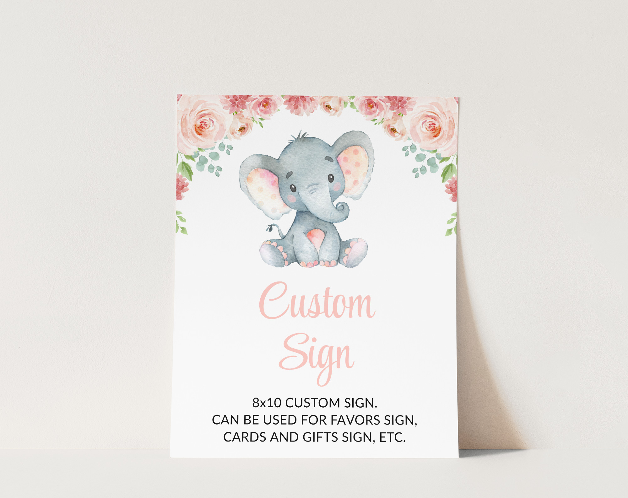 Little Elephant Custom Sign, Baby Shower Sign, Girl Baby Shower, Printable File, Edit Yourself, SH07