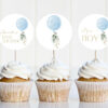 Blue Balloon Cupcake Toppers, Baby Shower Decoration, Boy Baby Shower, Printable File, Edit Yourself, SH15
