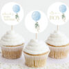 Blue Balloon Cupcake Toppers, Baby Shower Decoration, Boy Baby Shower, Printable File, Edit Yourself, SH15
