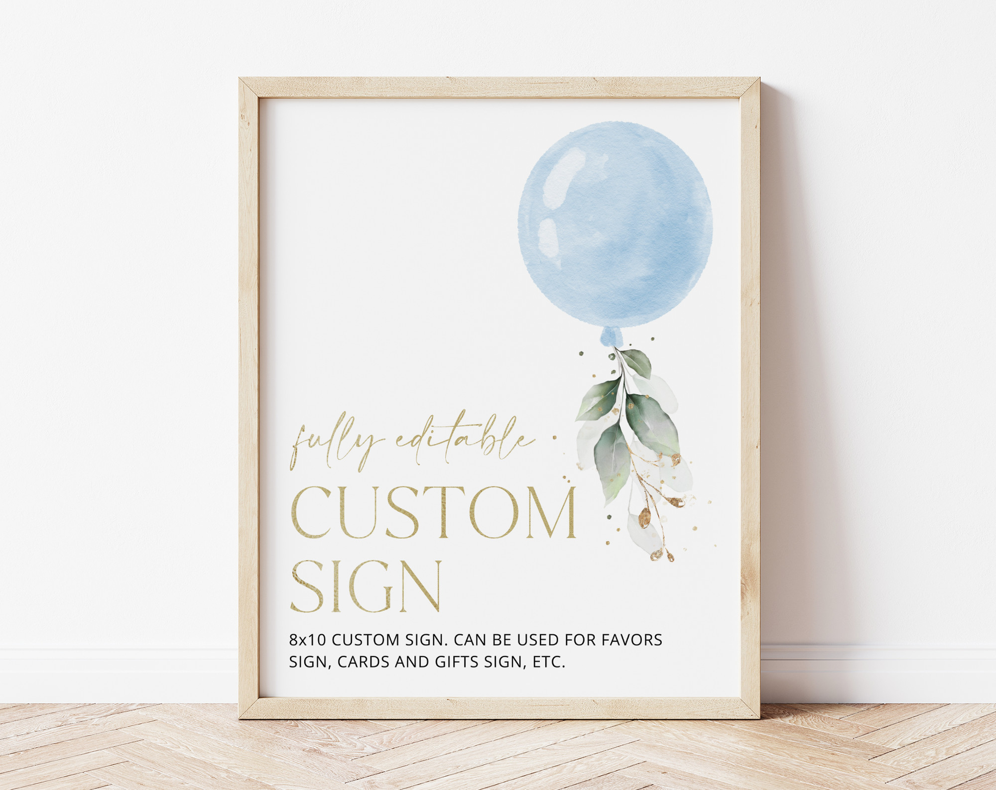 Blue Balloon Custom Sign, Baby Shower Sign, Boy Baby Shower, Printable File, Edit Yourself, SH15