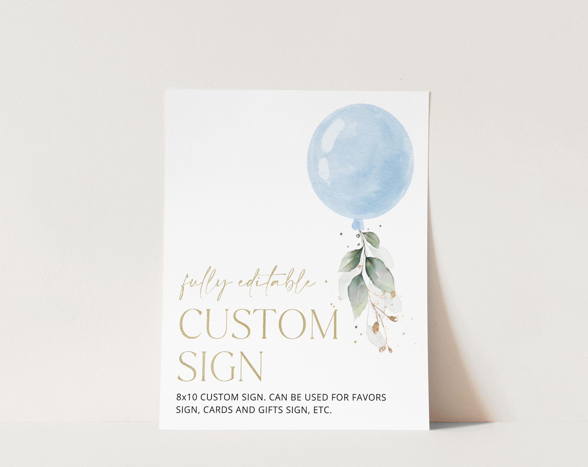 Blue Balloon Custom Sign, Baby Shower Sign, Boy Baby Shower, Printable File, Edit Yourself, SH15