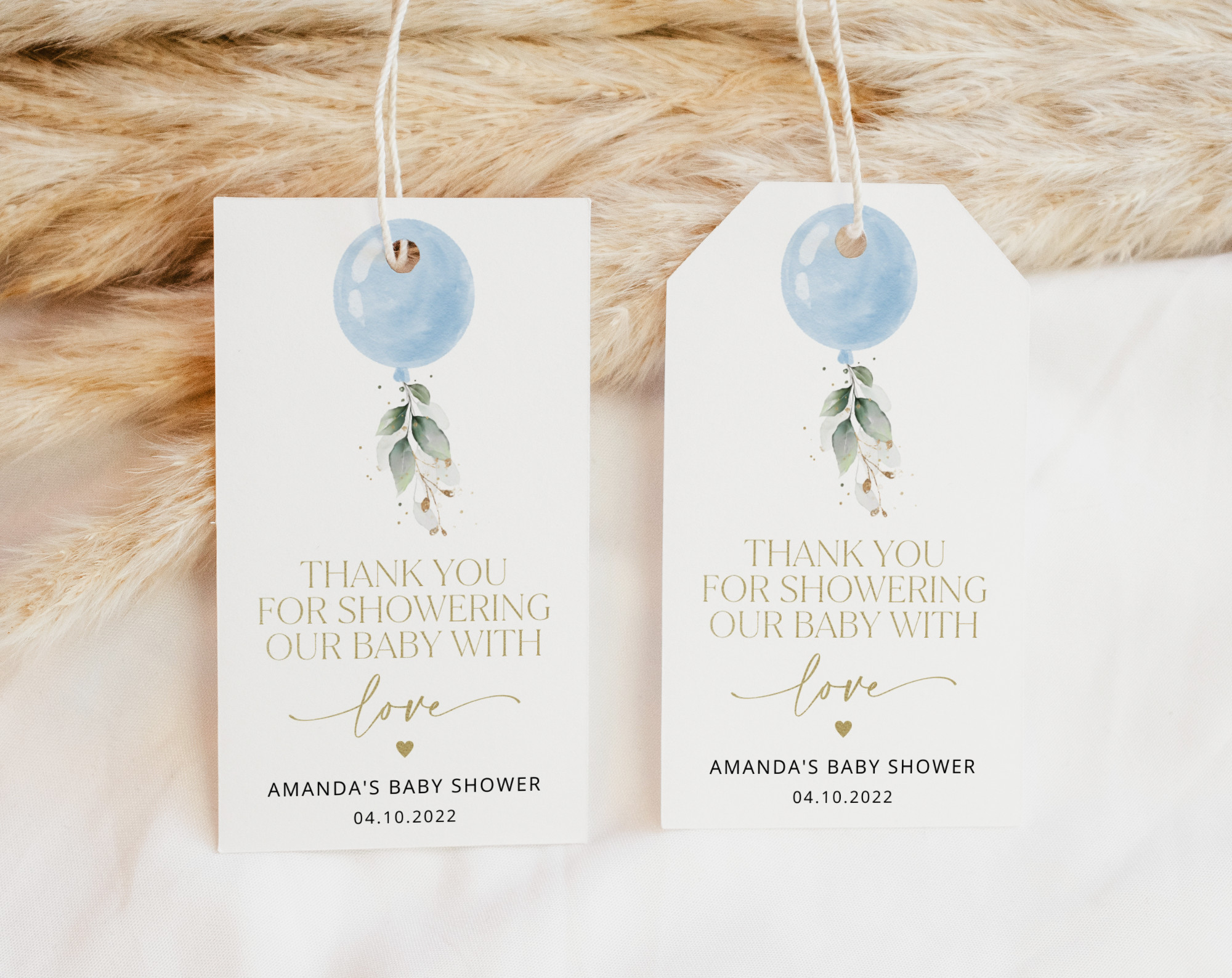 100 Etichette Portafortuna Personalizzate Per Matrimonio – Baby Blue, 7x4,5 Cm – Tag Ringraziamento Ospiti, Bomboniere