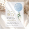 Blue Balloon Baby Shower Invitation, Boy Baby Shower, Printable File, Edit Yourself, SH15