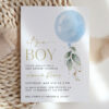 Blue Balloon Baby Shower Invitation, Boy Baby Shower, Printable File, Edit Yourself, SH15