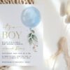 Blue Balloon Baby Shower Invitation, Boy Baby Shower, Printable File, Edit Yourself, SH15