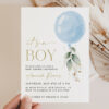 Blue Balloon Baby Shower Invitation, Boy Baby Shower, Printable File, Edit Yourself, SH15