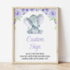Cute Elephant Custom Sign, Baby Shower Sign, Girl Baby Shower, Printable File, Edit Yourself, SH18