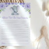 Cute Elephant Baby Shower Games, Set of 3 Games, Advice Predictions Wishes, Girl Baby Shower, Printable File, Edit Yourself, SH18