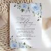 Dusty Blue Flowers Wedding Invitation Suite, Wedding Stationery, Printable File, Edit Yourself, SH24