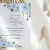 Dusty Blue Flowers Wedding Invitation Suite, Wedding Stationery, Printable File, Edit Yourself, SH24