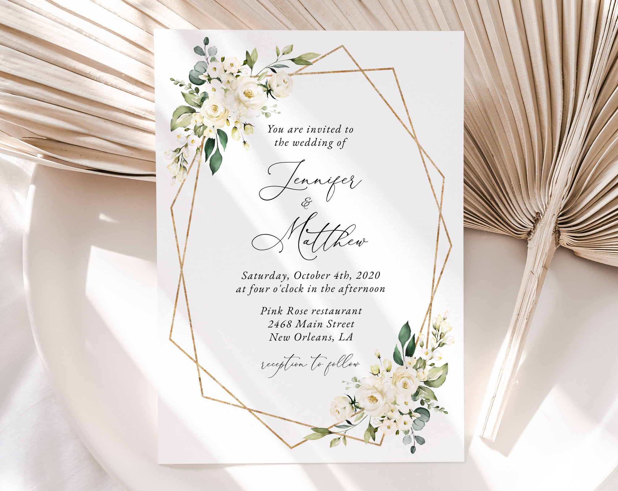 White Flowers Wedding Invitation - Wedding Stationery