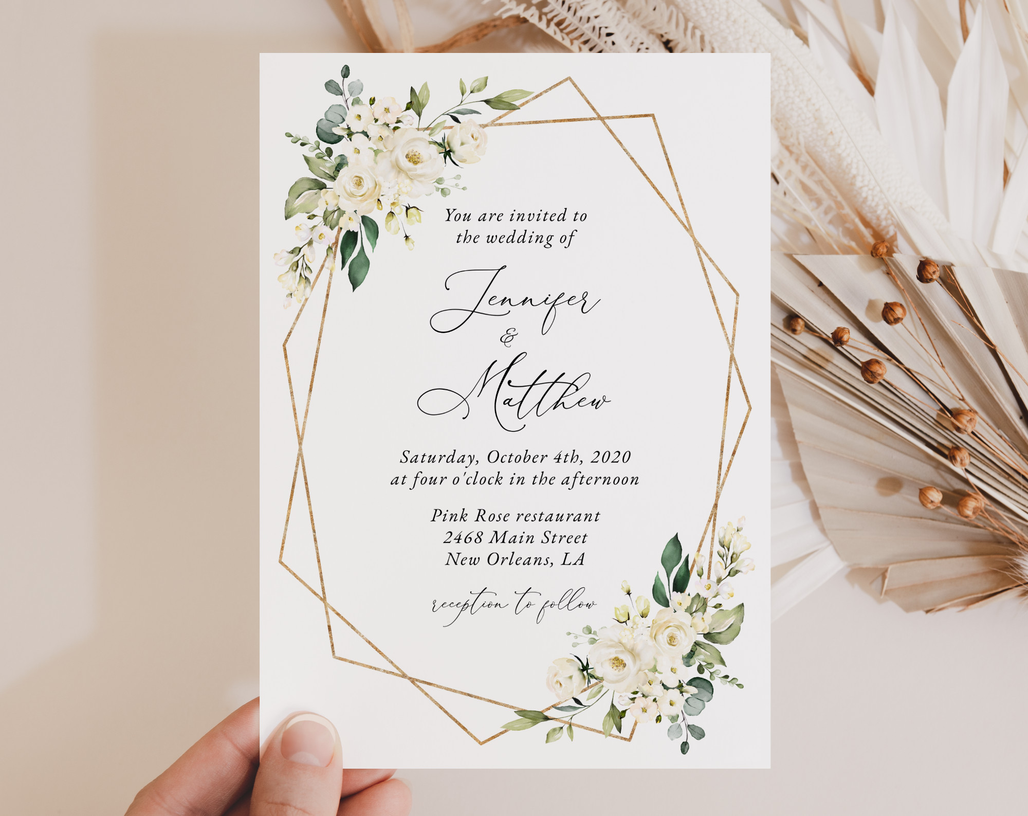 White Flowers Wedding Invitation - Wedding Stationery