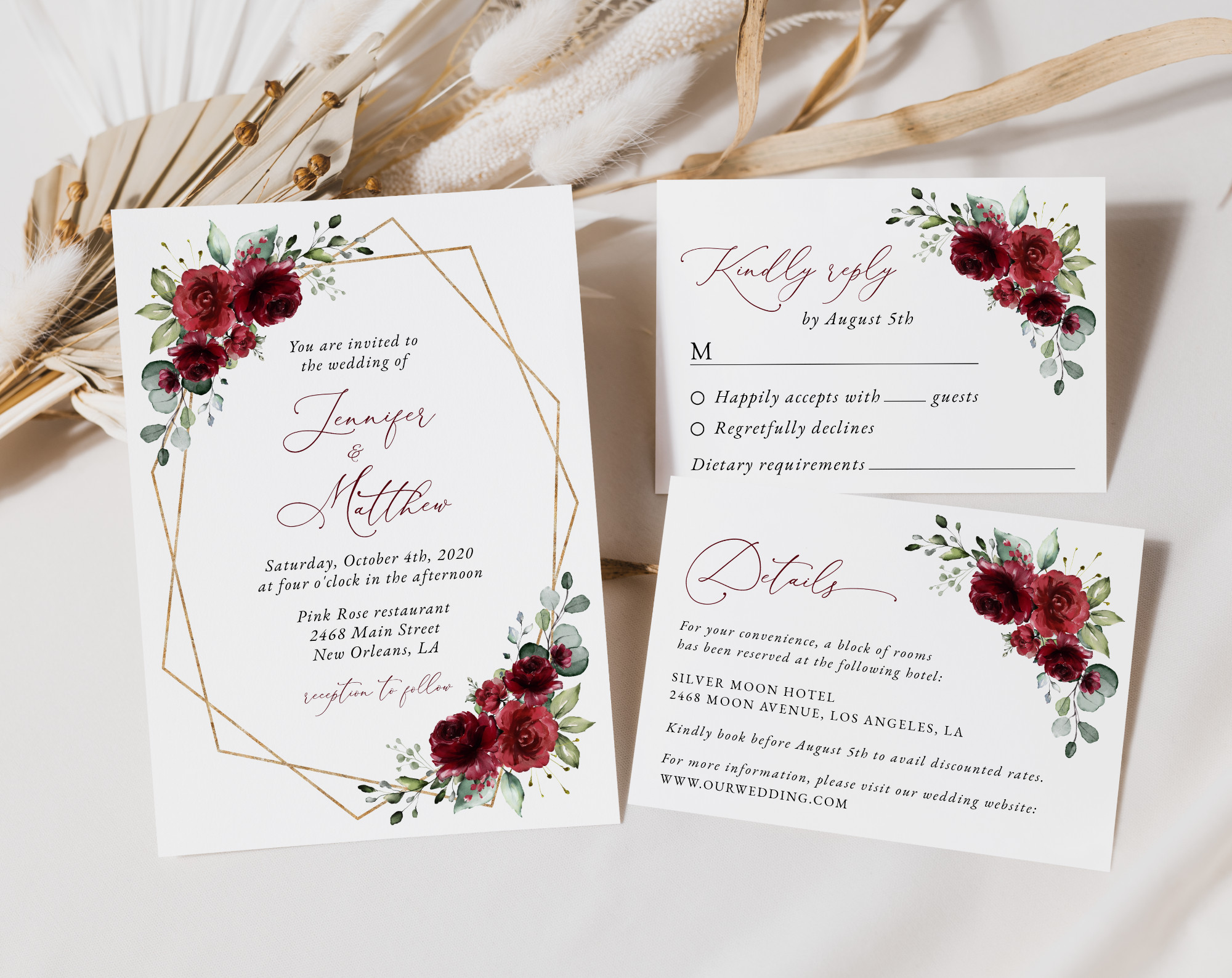 Burgundy Red Flowers Wedding Invitation Suite, Wedding Stationery, Printable File, Edit Yourself, SH34 Burgundy Red Flowers Wedding Invitation Suite, Wedding Stationery, Printable File, Edit Yourself, SH34